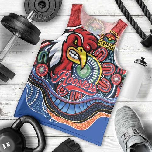 Custom Roosters Honouring First Nations Men Tank Top NAIDOC 2026 Deadly 50 Years