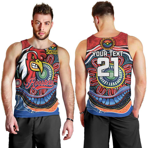 Custom Roosters Honouring First Nations Men Tank Top NAIDOC 2026 Deadly 50 Years