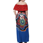 Custom Roosters Honouring First Nations Off Shoulder Maxi Dress NAIDOC 2026 Deadly 50 Years