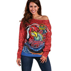 Custom Roosters Honouring First Nations Off Shoulder Sweater NAIDOC 2026 Deadly 50 Years