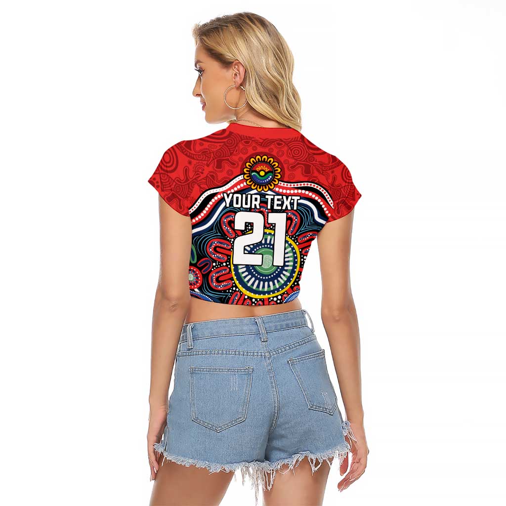 Custom Roosters Honouring First Nations Raglan Cropped T Shirt NAIDOC 2026 Deadly 50 Years