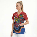 Custom Roosters Honouring First Nations Scrub Top NAIDOC 2026 Deadly 50 Years