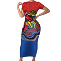 Custom Roosters Honouring First Nations Short Sleeve Bodycon Dress NAIDOC 2026 Deadly 50 Years