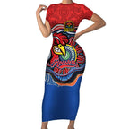 Custom Roosters Honouring First Nations Short Sleeve Bodycon Dress NAIDOC 2026 Deadly 50 Years
