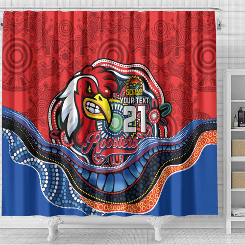 Custom Roosters Honouring First Nations Shower Curtain NAIDOC 2026 Deadly 50 Years