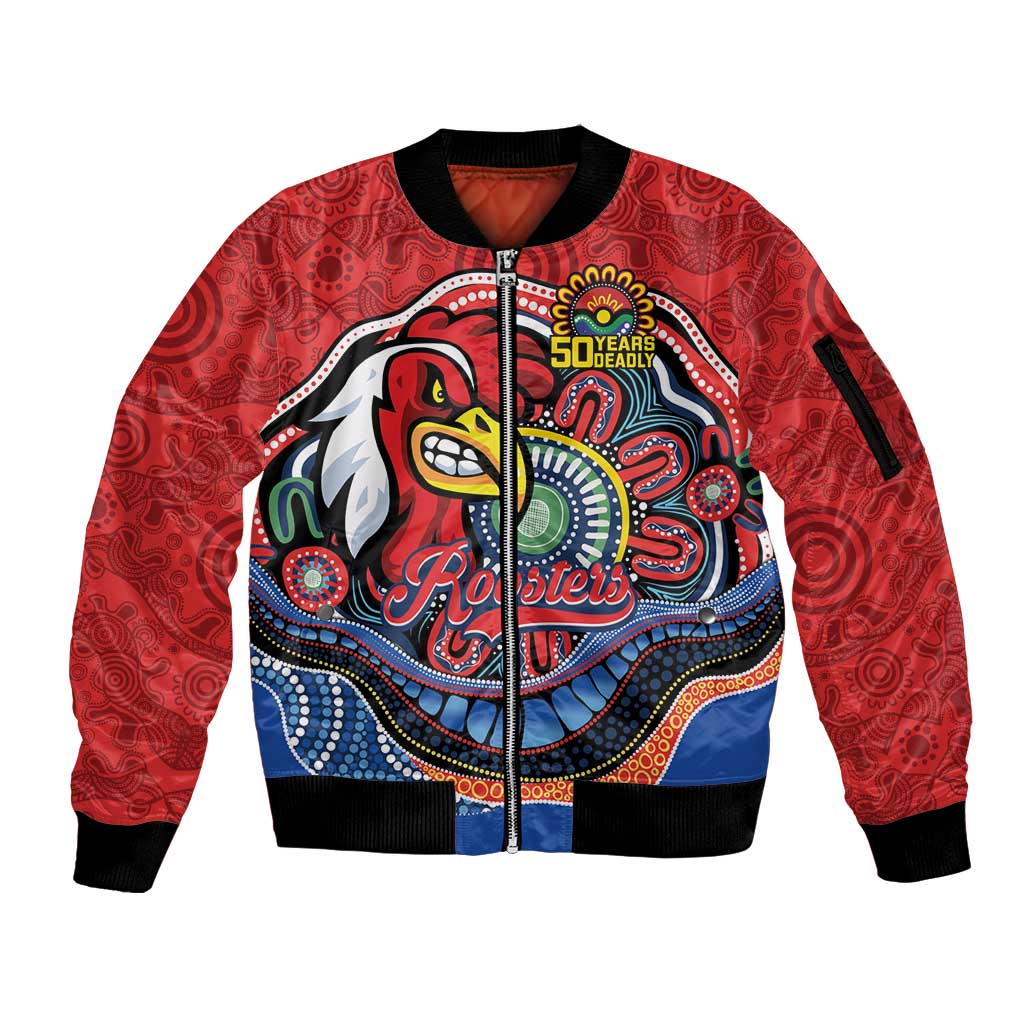 Custom Roosters Honouring First Nations Sleeve Zip Bomber Jacket NAIDOC 2026 Deadly 50 Years