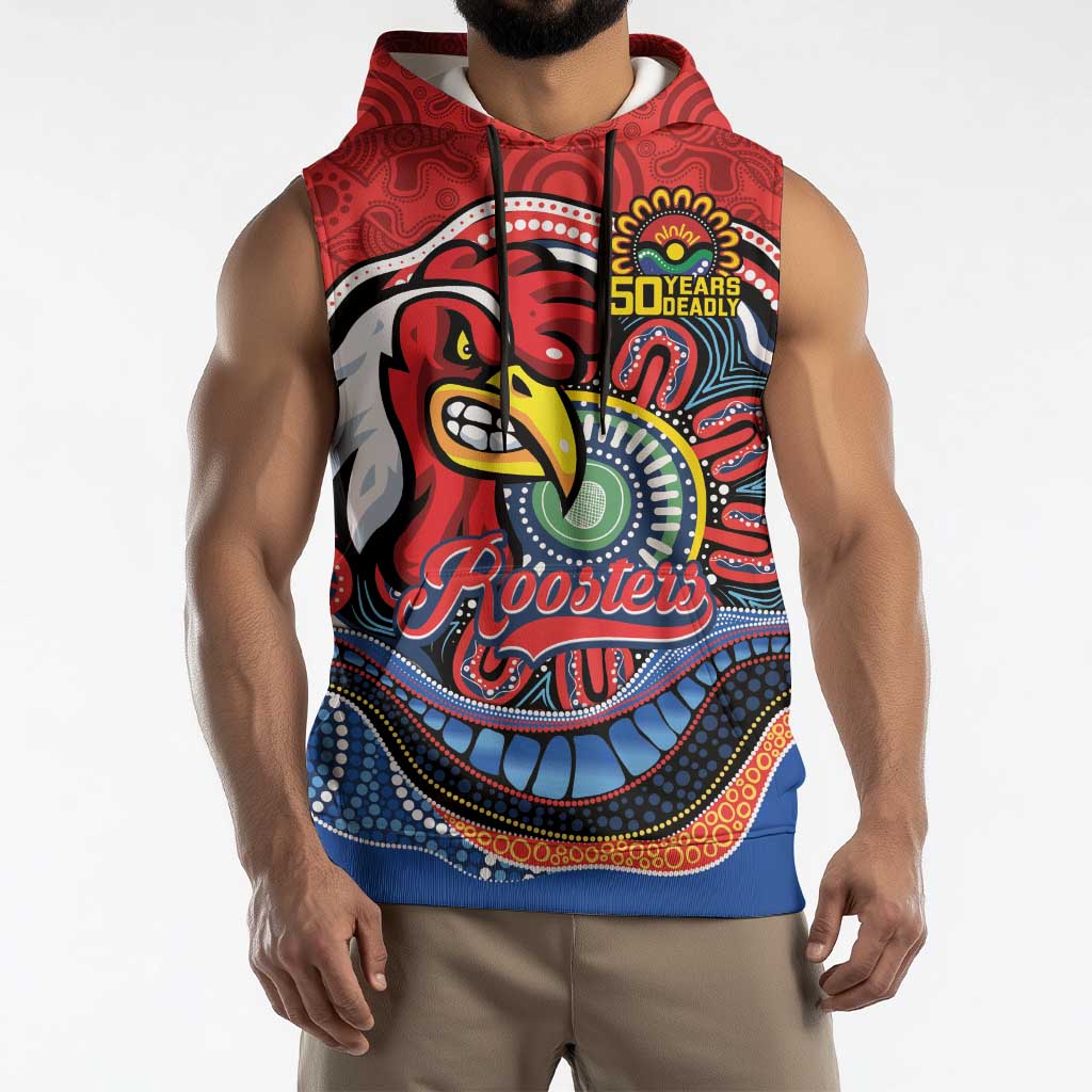 Custom Roosters Honouring First Nations Sleeveless Hoodie NAIDOC 2026 Deadly 50 Years