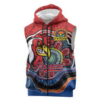 Custom Roosters Honouring First Nations Sleeveless Zip Hoodie NAIDOC 2026 Deadly 50 Years