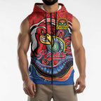 Custom Roosters Honouring First Nations Sleeveless Zip Hoodie NAIDOC 2026 Deadly 50 Years