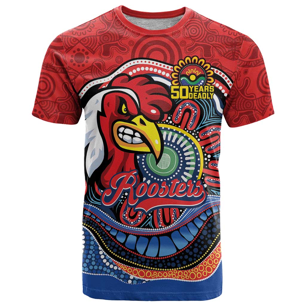 Custom Roosters Honouring First Nations T Shirt NAIDOC 2026 Deadly 50 Years
