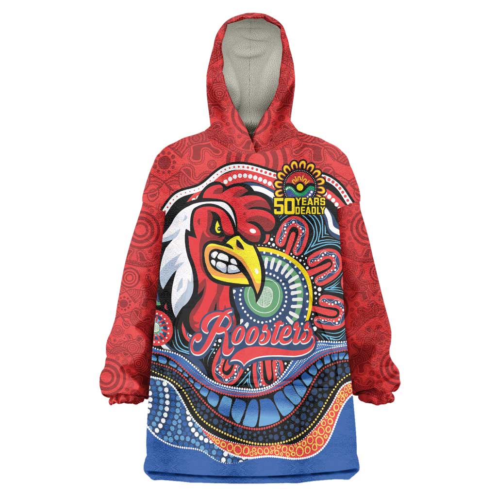 Custom Roosters Honouring First Nations Wearable Blanket Hoodie NAIDOC 2026 Deadly 50 Years