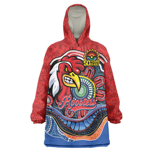 Custom Roosters Honouring First Nations Wearable Blanket Hoodie NAIDOC 2026 Deadly 50 Years