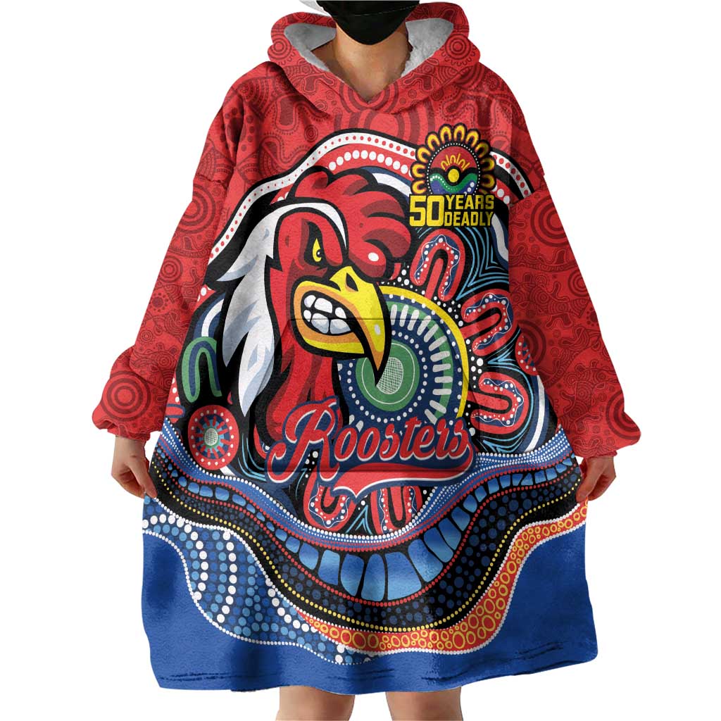 Custom Roosters Honouring First Nations Wearable Blanket Hoodie NAIDOC 2026 Deadly 50 Years