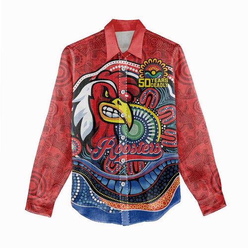 Custom Roosters Honouring First Nations Women Casual Shirt NAIDOC 2026 Deadly 50 Years
