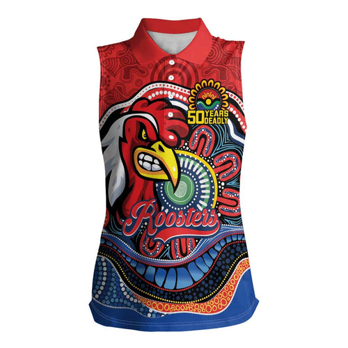 Custom Roosters Honouring First Nations Women Sleeveless Polo Shirt NAIDOC 2026 Deadly 50 Years