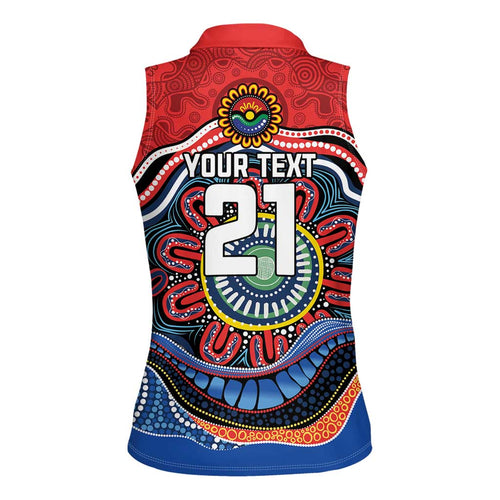 Custom Roosters Honouring First Nations Women Sleeveless Polo Shirt NAIDOC 2026 Deadly 50 Years
