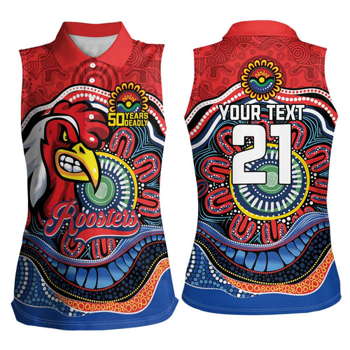 Custom Roosters Honouring First Nations Women Sleeveless Polo Shirt NAIDOC 2026 Deadly 50 Years