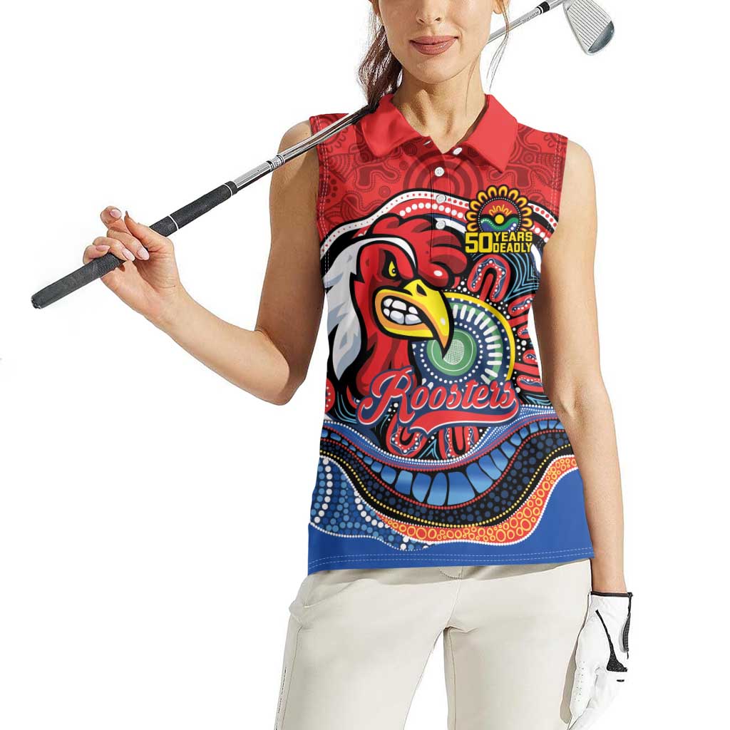Custom Roosters Honouring First Nations Women Sleeveless Polo Shirt NAIDOC 2026 Deadly 50 Years