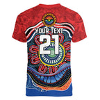 Custom Roosters Honouring First Nations Women V-Neck T-Shirt NAIDOC 2026 Deadly 50 Years
