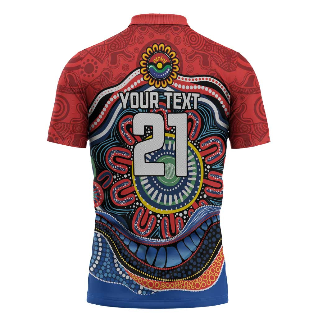 Custom Roosters Honouring First Nations Zipper Polo Shirt NAIDOC 2026 Deadly 50 Years