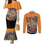 Custom Tigers Honouring First Nations Couples Matching Mermaid Dress and Long Sleeve Button Shirt NAIDOC 2026 Deadly 50 Years