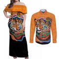 Custom Tigers Honouring First Nations Couples Matching Off Shoulder Maxi Dress and Long Sleeve Button Shirt NAIDOC 2026 Deadly 50 Years