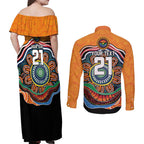 Custom Tigers Honouring First Nations Couples Matching Off Shoulder Maxi Dress and Long Sleeve Button Shirt NAIDOC 2026 Deadly 50 Years