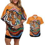 Custom Tigers Honouring First Nations Couples Matching Off Shoulder Short Dress and Hawaiian Shirt NAIDOC 2026 Deadly 50 Years