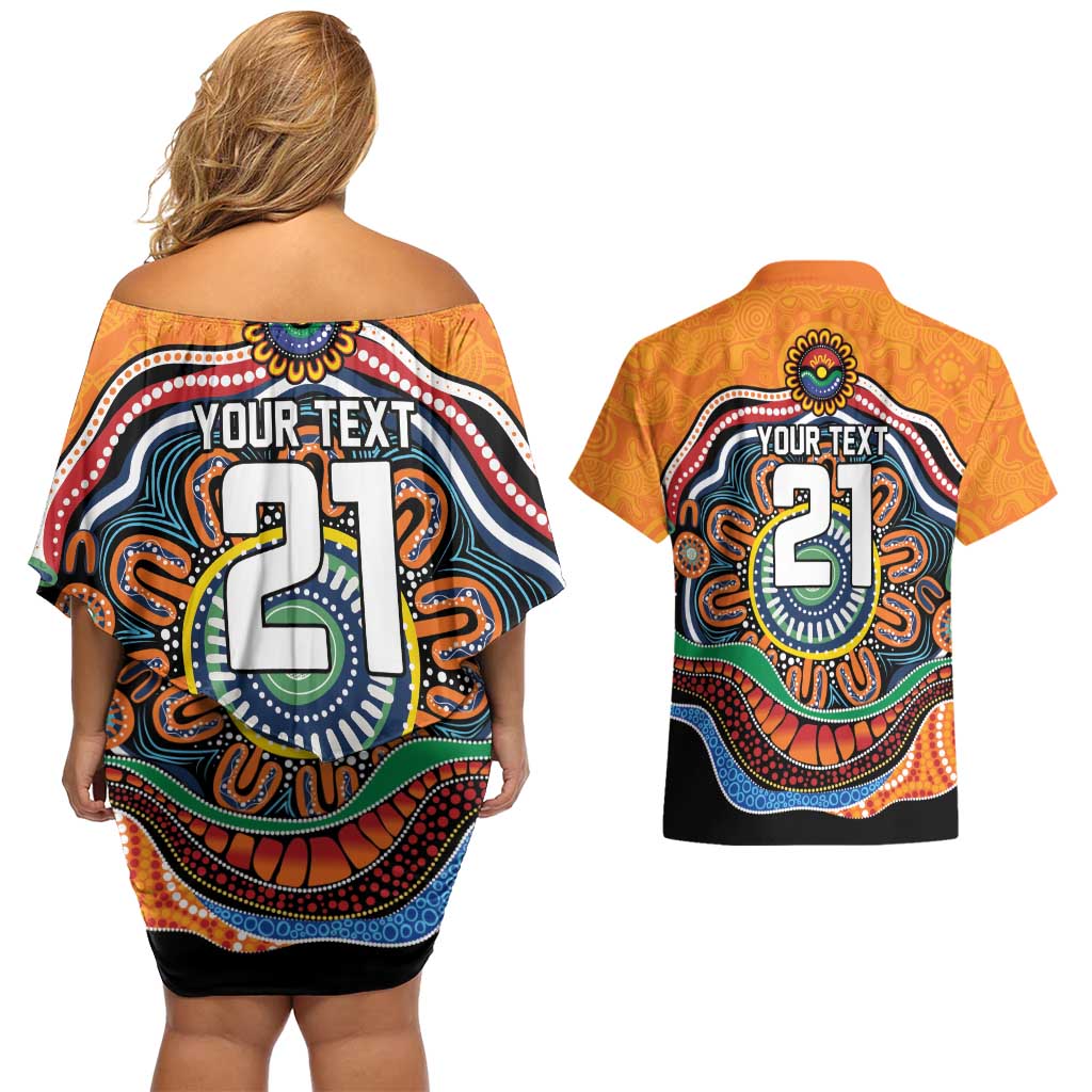 Custom Tigers Honouring First Nations Couples Matching Off Shoulder Short Dress and Hawaiian Shirt NAIDOC 2026 Deadly 50 Years