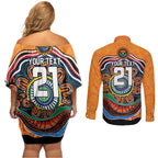 Custom Tigers Honouring First Nations Couples Matching Off Shoulder Short Dress and Long Sleeve Button Shirt NAIDOC 2026 Deadly 50 Years