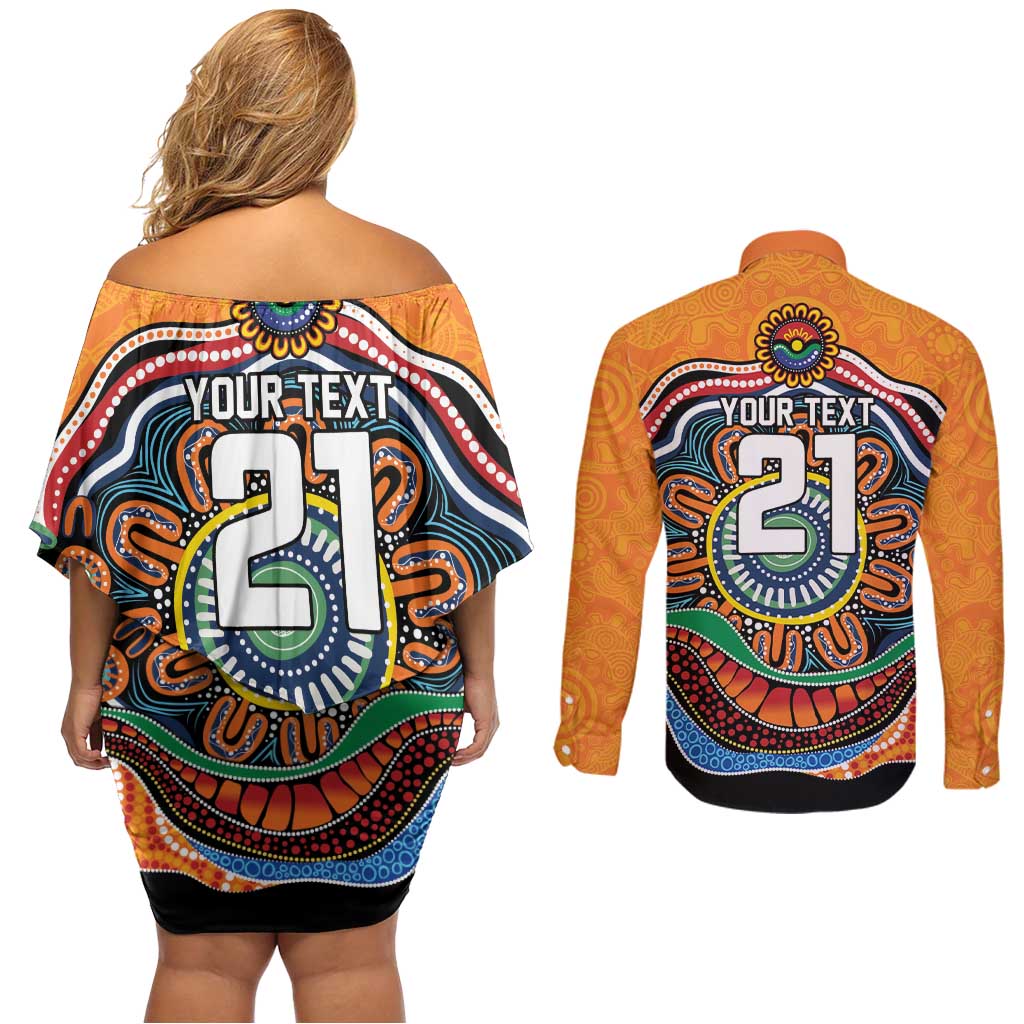 Custom Tigers Honouring First Nations Couples Matching Off Shoulder Short Dress and Long Sleeve Button Shirt NAIDOC 2026 Deadly 50 Years