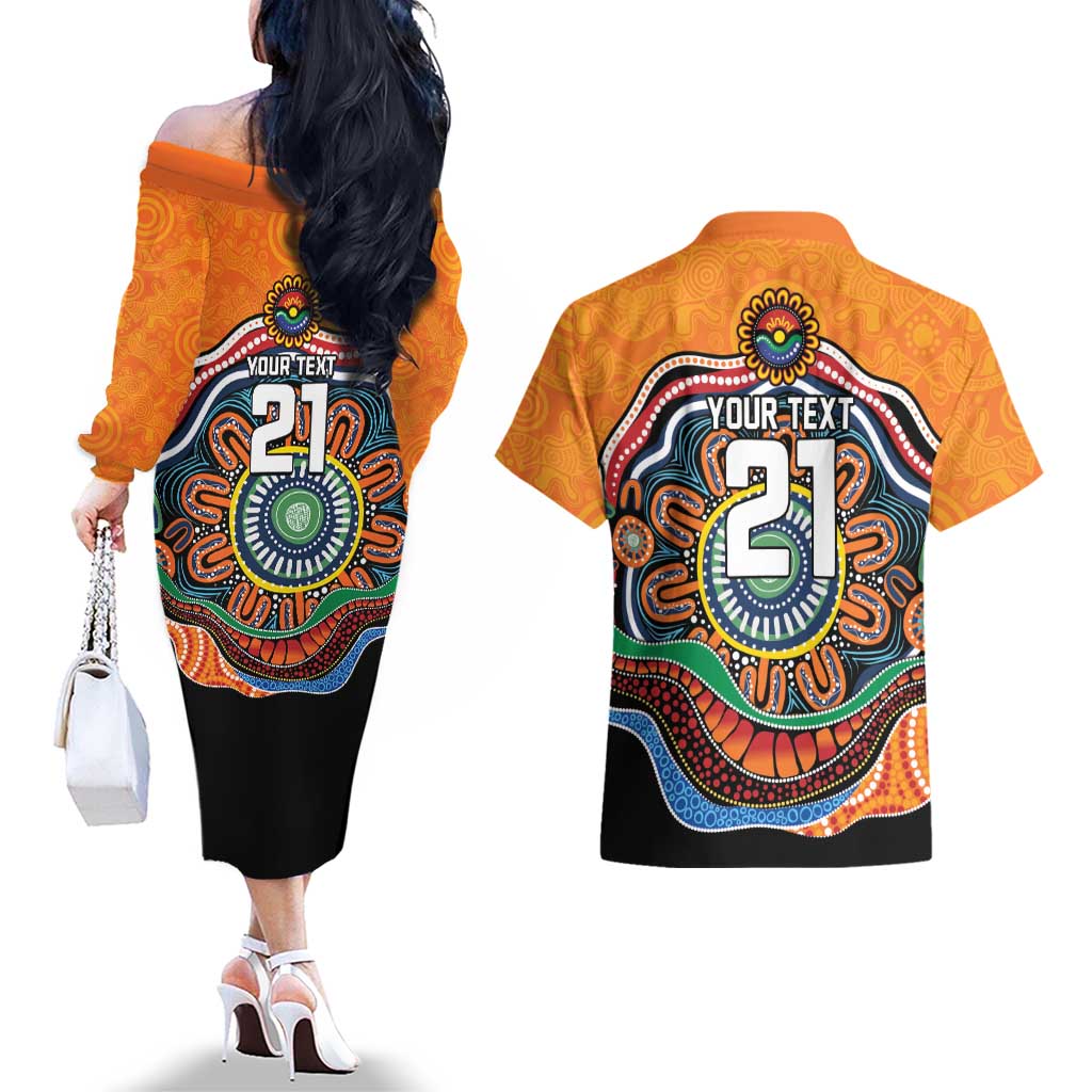 Custom Tigers Honouring First Nations Couples Matching Off The Shoulder Long Sleeve Dress and Hawaiian Shirt NAIDOC 2026 Deadly 50 Years