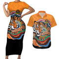 Custom Tigers Honouring First Nations Couples Matching Short Sleeve Bodycon Dress and Hawaiian Shirt NAIDOC 2026 Deadly 50 Years
