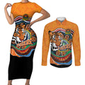 Custom Tigers Honouring First Nations Couples Matching Short Sleeve Bodycon Dress and Long Sleeve Button Shirt NAIDOC 2026 Deadly 50 Years