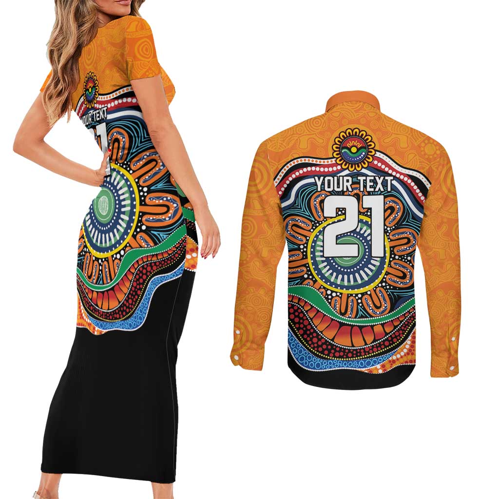 Custom Tigers Honouring First Nations Couples Matching Short Sleeve Bodycon Dress and Long Sleeve Button Shirt NAIDOC 2026 Deadly 50 Years