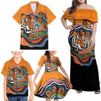 Custom Tigers Honouring First Nations Family Matching Off Shoulder Maxi Dress and Hawaiian Shirt NAIDOC 2026 Deadly 50 Years