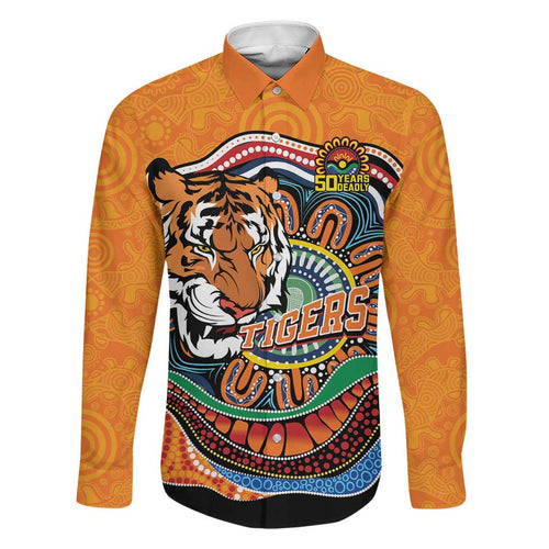 Custom Tigers Honouring First Nations Family Matching Off Shoulder Maxi Dress and Hawaiian Shirt NAIDOC 2026 Deadly 50 Years