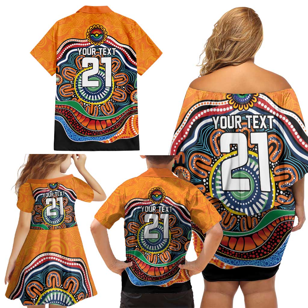 Custom Tigers Honouring First Nations Family Matching Off Shoulder Short Dress and Hawaiian Shirt NAIDOC 2026 Deadly 50 Years