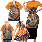 Custom Tigers Honouring First Nations Family Matching Short Sleeve Bodycon Dress and Hawaiian Shirt NAIDOC 2026 Deadly 50 Years