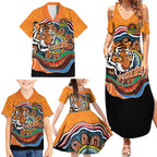 Custom Tigers Honouring First Nations Family Matching Summer Maxi Dress and Hawaiian Shirt NAIDOC 2026 Deadly 50 Years
