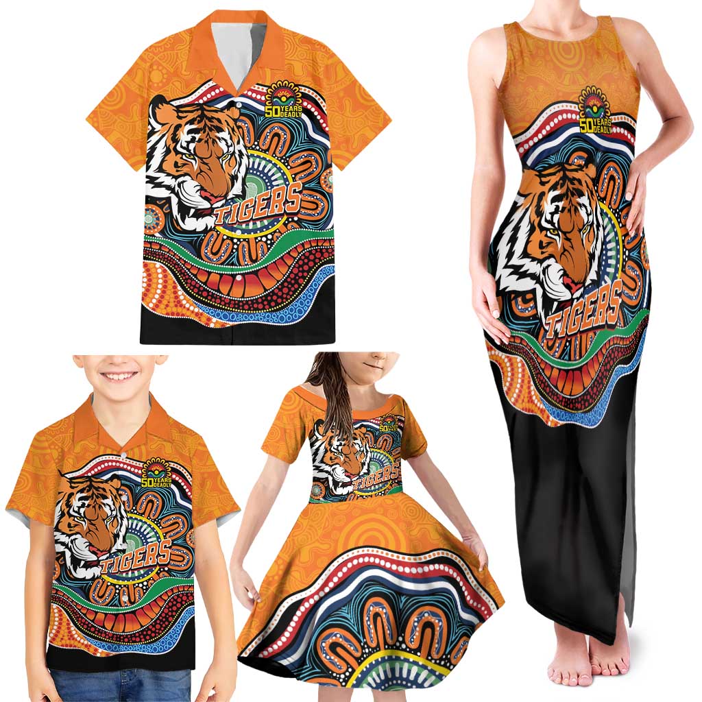 Custom Tigers Honouring First Nations Family Matching Tank Maxi Dress and Hawaiian Shirt NAIDOC 2026 Deadly 50 Years