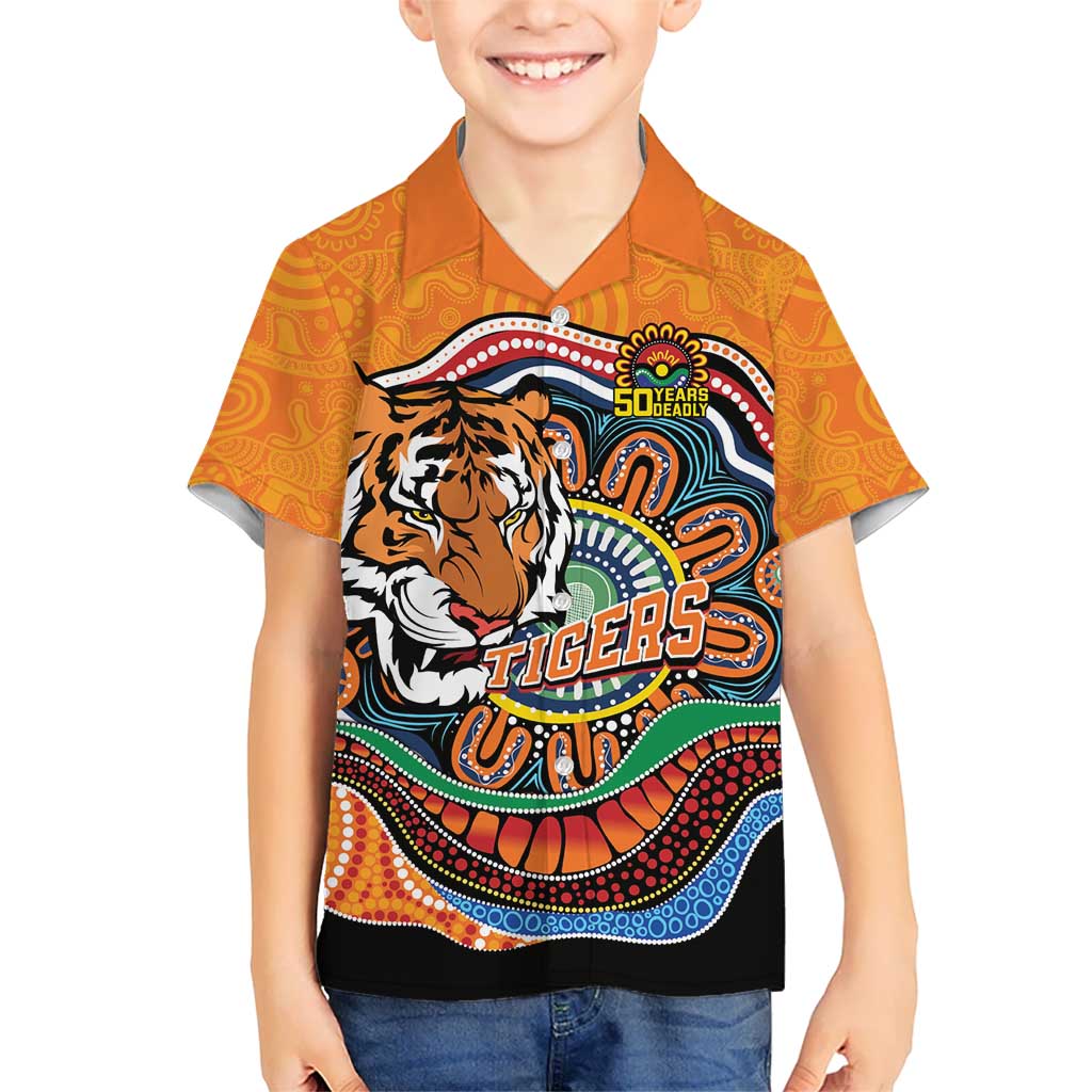 Custom Tigers Honouring First Nations Kid Hawaiian Shirt NAIDOC 2026 Deadly 50 Years