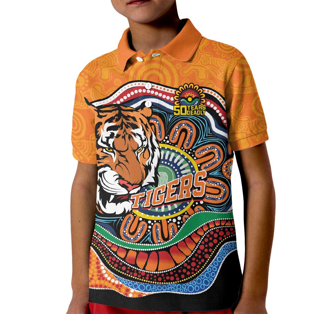 Custom Tigers Honouring First Nations Kid Polo Shirt NAIDOC 2026 Deadly 50 Years