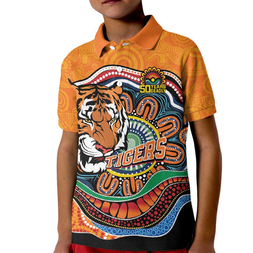 Custom Tigers Honouring First Nations Kid Polo Shirt NAIDOC 2026 Deadly 50 Years
