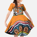 Custom Tigers Honouring First Nations Kid Short Sleeve Dress NAIDOC 2026 Deadly 50 Years