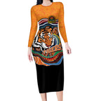 Custom Tigers Honouring First Nations Long Sleeve Bodycon Dress NAIDOC 2026 Deadly 50 Years