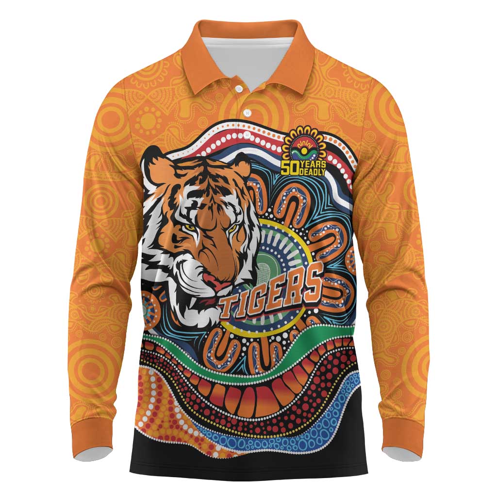 Custom Tigers Honouring First Nations Long Sleeve Polo Shirt NAIDOC 2026 Deadly 50 Years