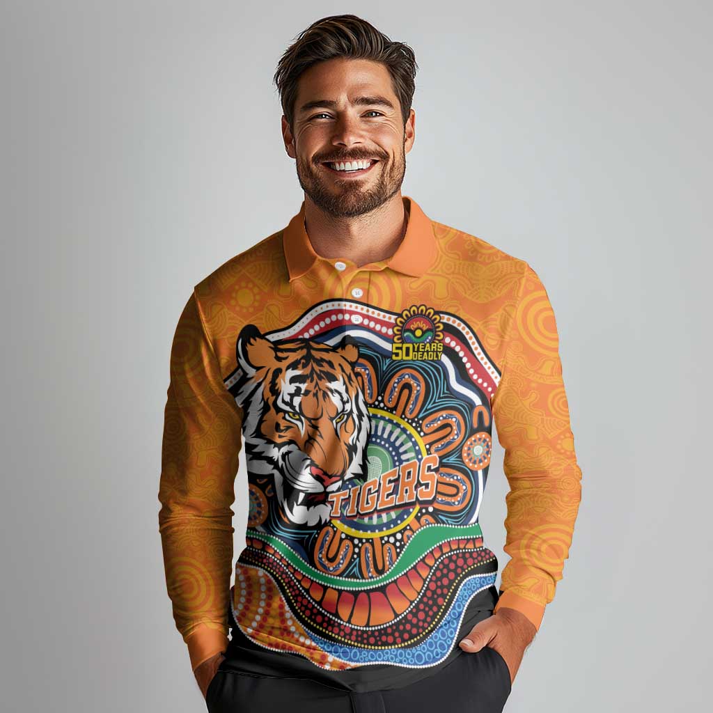 Custom Tigers Honouring First Nations Long Sleeve Polo Shirt NAIDOC 2026 Deadly 50 Years