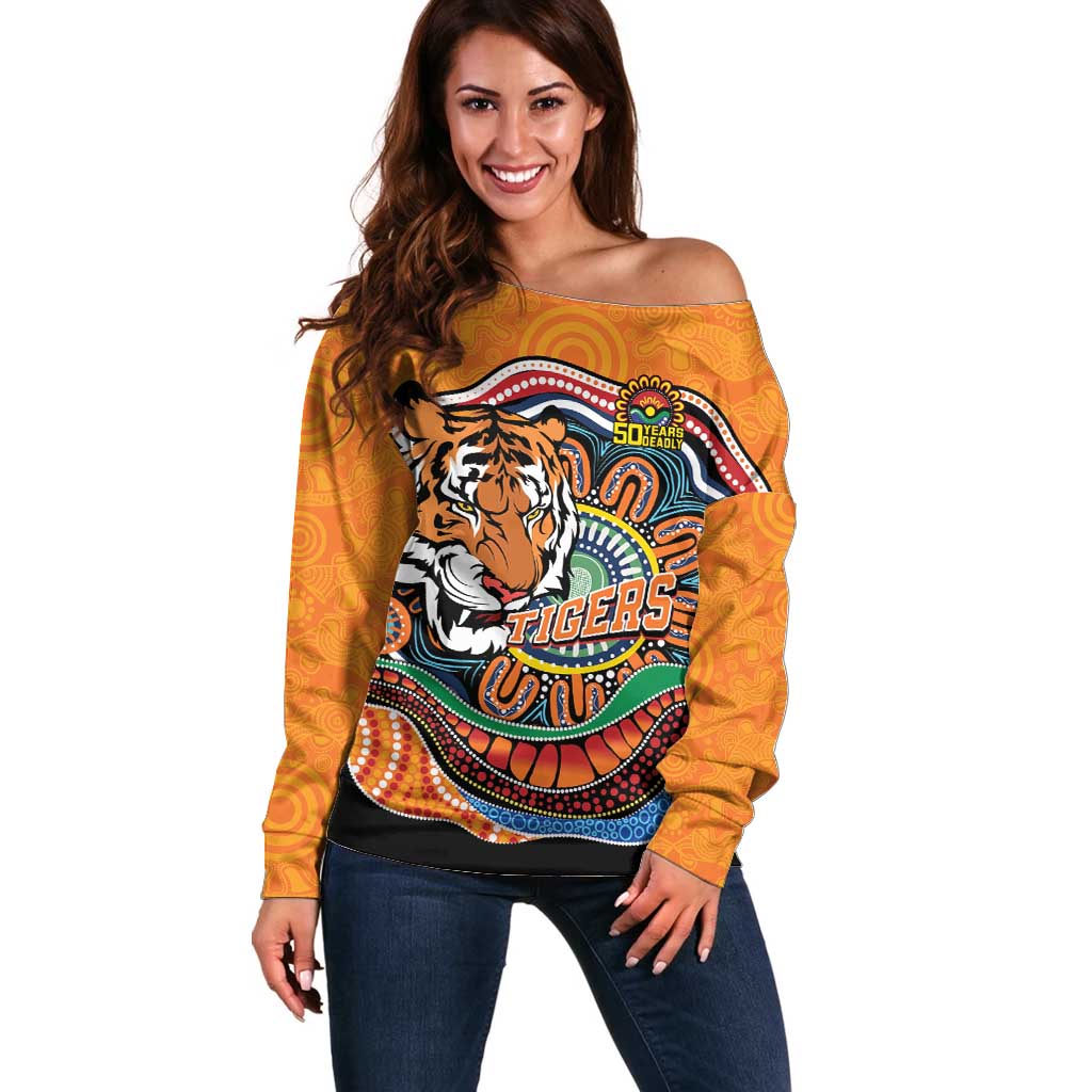 Custom Tigers Honouring First Nations Off Shoulder Sweater NAIDOC 2026 Deadly 50 Years