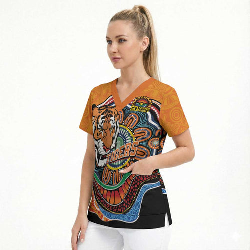 Custom Tigers Honouring First Nations Scrub Top NAIDOC 2026 Deadly 50 Years
